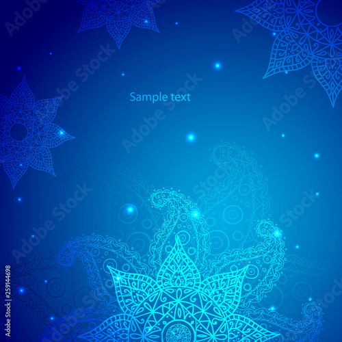 Vintage beige doodle ornament in Indian style background. Vector illustration