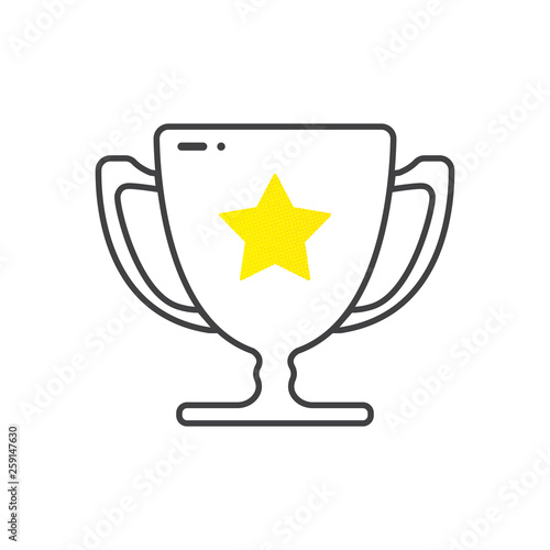 A winner, champion cup, trophy symbolizes victory. Winner gold cup. First place cup. Tropy reward. 