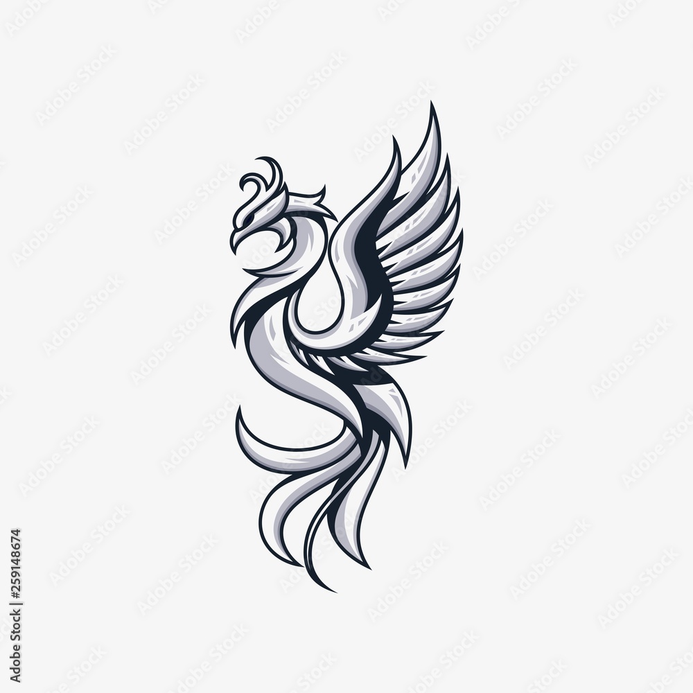 Obraz premium Phoenix Line Illustration Vector Template