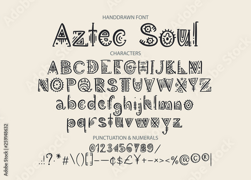 Tribal Aztec Alphabet. Vector.