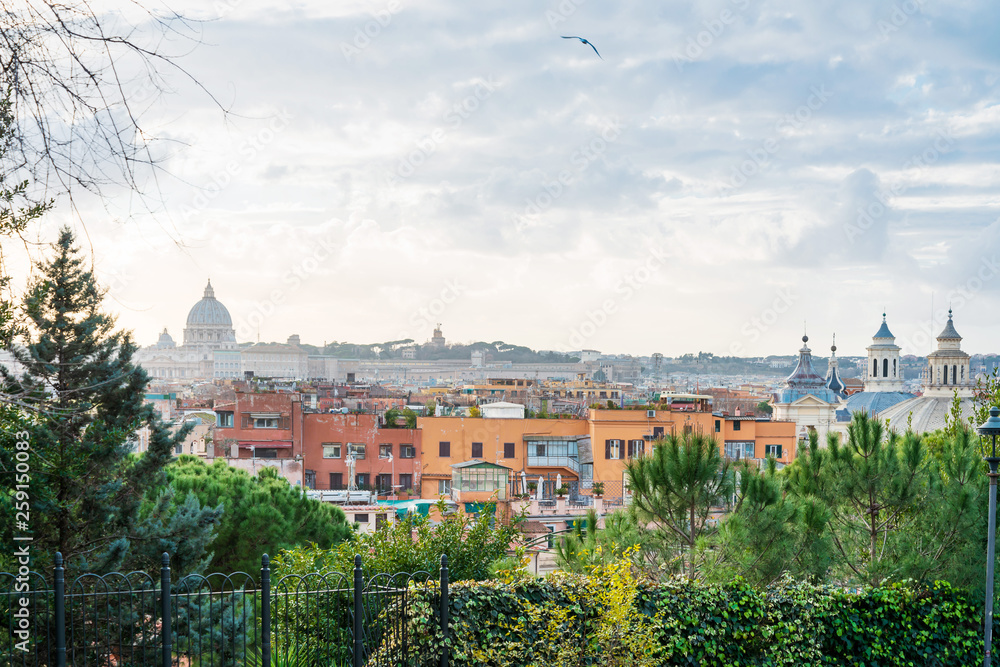 Naklejka premium ROME, ITALY - January 17, 2019: Traditional street view of old buildings. Rome is a city and special comune in Italy. With 2.9 million residents. Rome, ITALY