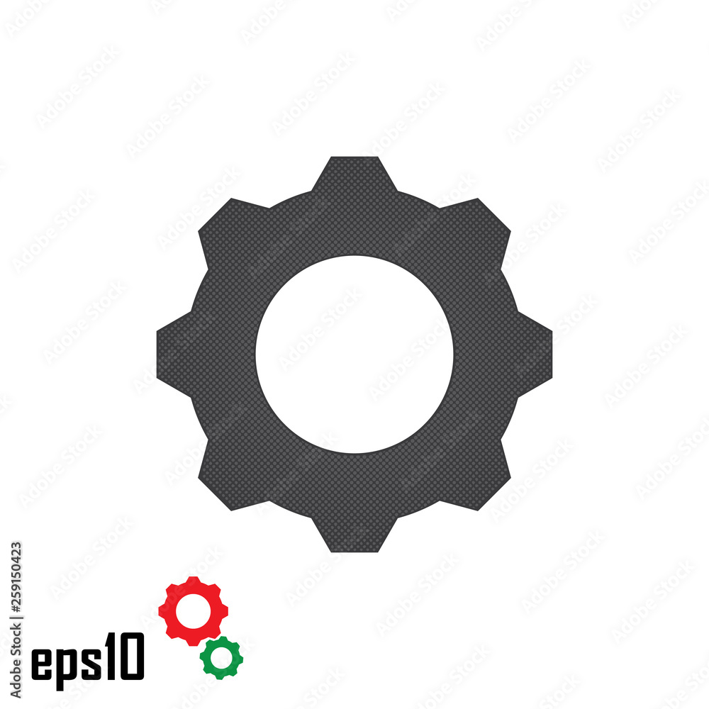 Grey Gear settings icon. Gear flat icon. Mechanism gear vector icon. Grey Gear settings icon. Gear flat icon. Mechanism gear vector icon.