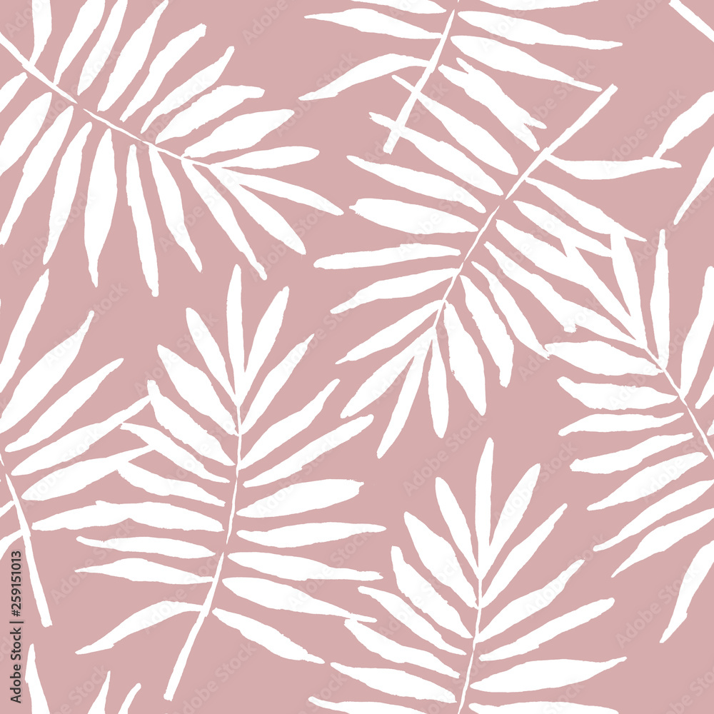 Seamless pattern of tropical coconut leaves 