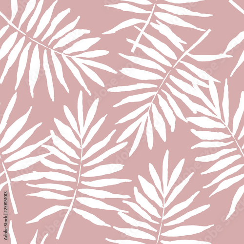 Seamless pattern of tropical coconut leaves 