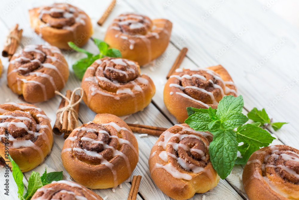 Homemade cinnamon buns.