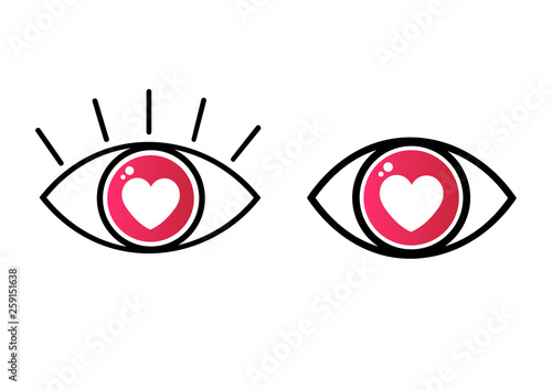 heart in eye logo or icon abstract vector