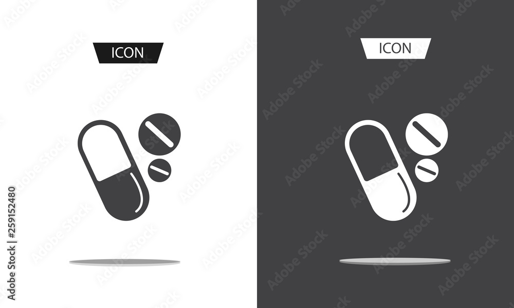Medicines pills - Capsule and pill icon icon vector isolated on white background. Medicines pills - Capsule and pill icon icon vector isolated on white background.