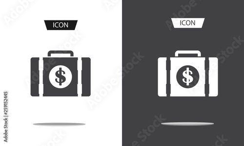 Suitcase money icon vector isolated on white background.