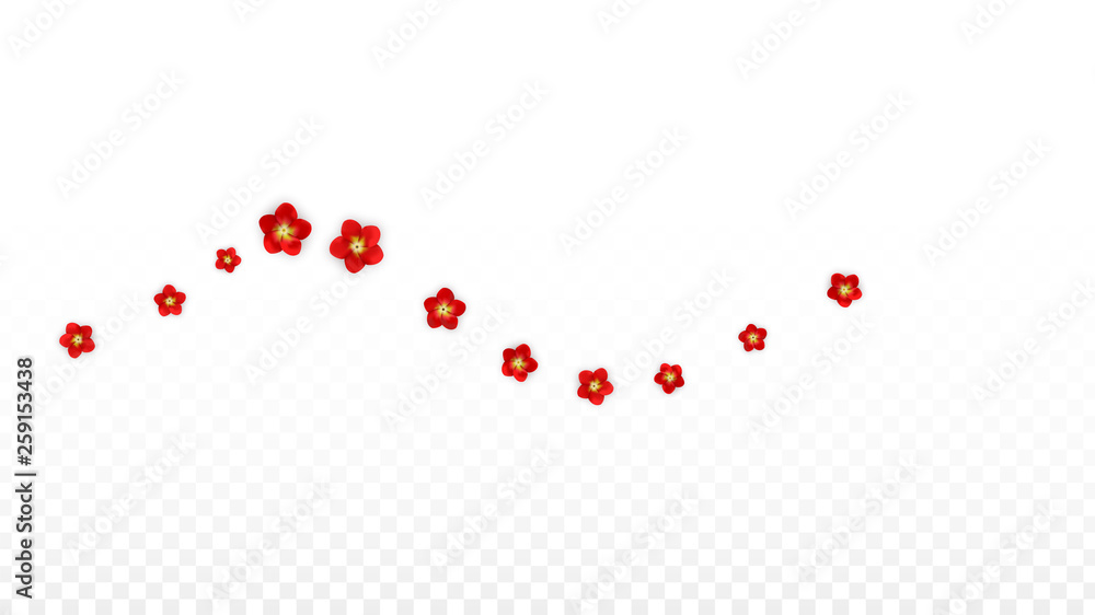 Vector Realistic Red Flowers Falling on Transparent Background. Spring Romantic Flowers Illustration. Flying Asian Rose Spa Design. Blossom Confetti. Design Elements for Wedding Decoration. Vector Realistic Red Flowers Falling on Transparent Background. Spring Romantic Flowers Illustration. Flying Asian Rose Spa Design. Blossom Confetti. Design Elements for Wedding Decoration.