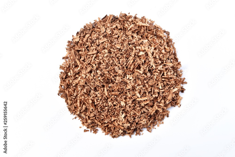 pile of brown wood saw dust om white background pile of brown wood saw dust om white background