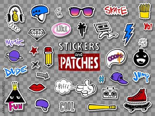 Hipsters teens stickers set