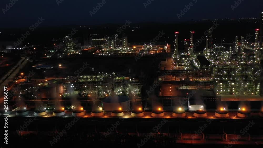Aerial view. Industrial power plant. Oil refinery and Oil industry at Twilight Aerial view. Industrial power plant. Oil refinery and Oil industry at Twilight