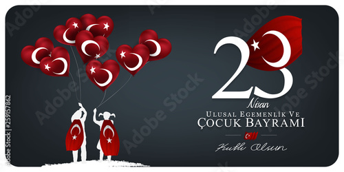 23 April, National Sovereignty and Children’s Day (23 nisan ulusal egemenlik ve cocuk bayrami) vector illustration.	