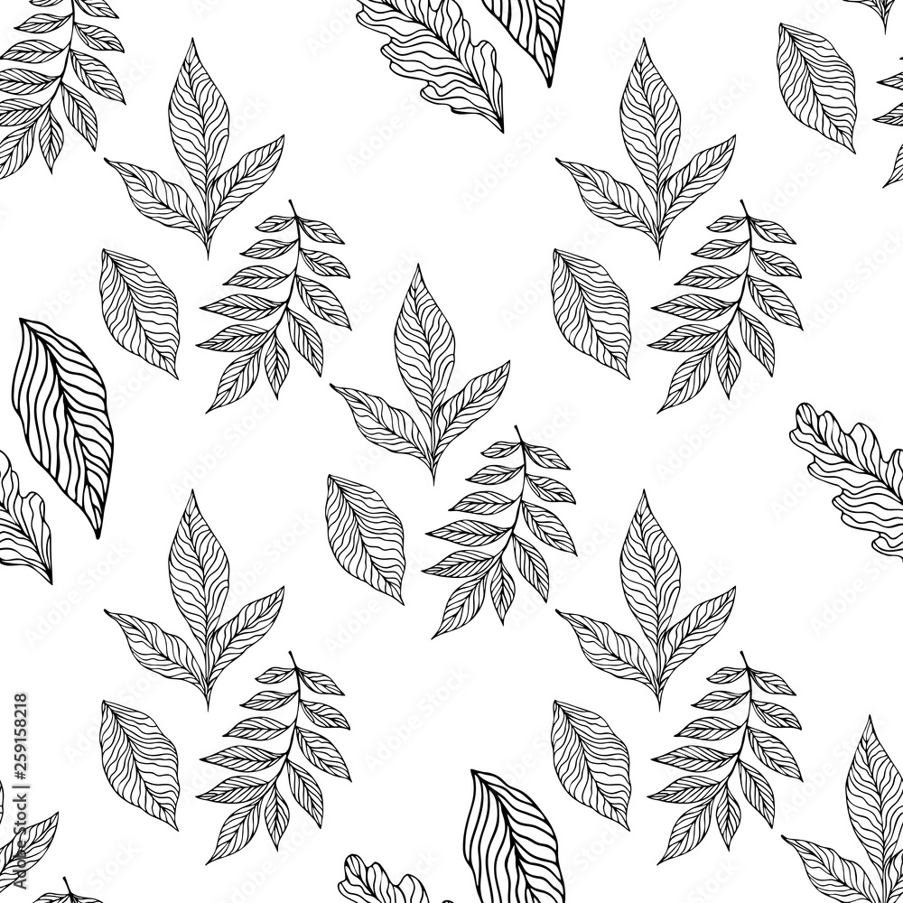 Fototapeta premium Seamless leaves pattern. Design for banner, poster, card, cover, invitation, placard brochure or header.