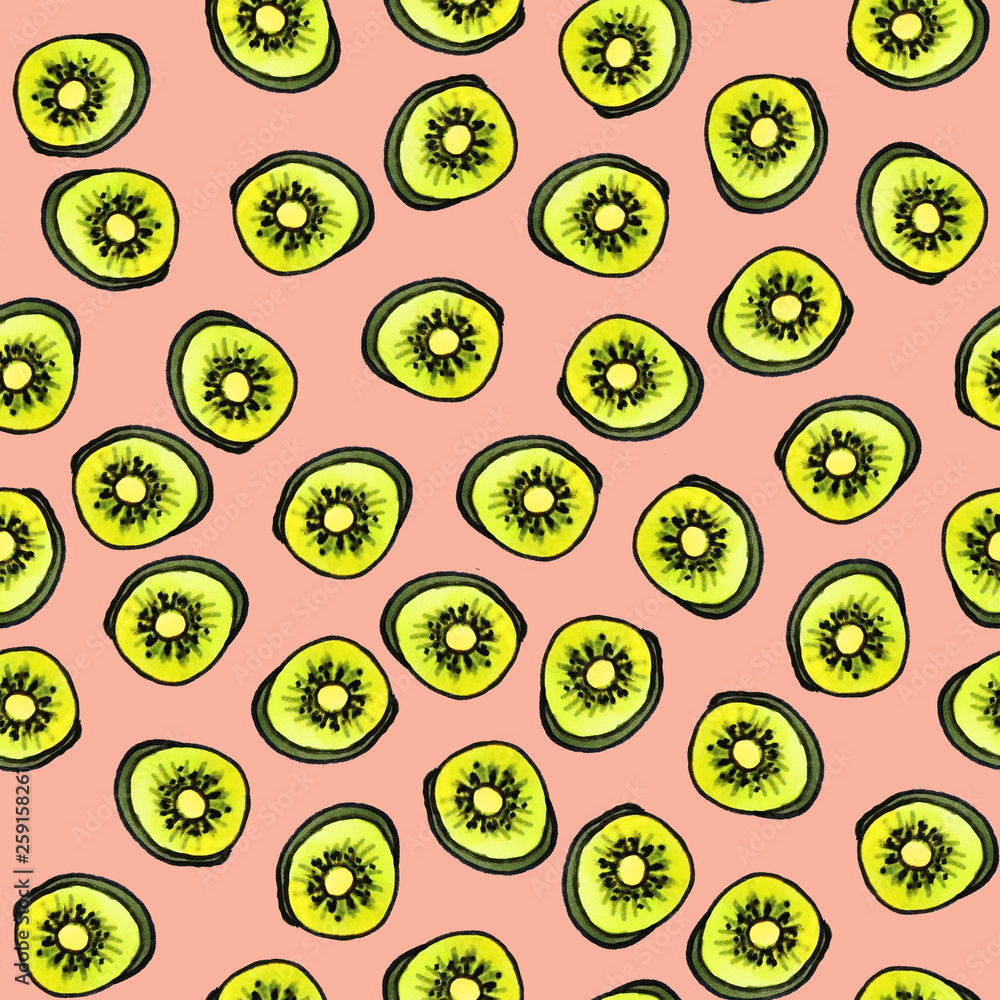 Fruits seamless pattern. Juicy summer fruits. Kiwi pattern. Print for fabric and other surfaces. Fruits seamless pattern. Juicy summer fruits. Kiwi pattern. Print for fabric and other surfaces.