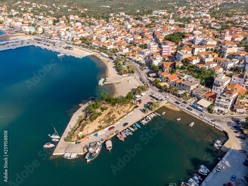 The second most important harbour in Thasos, the Limenaria port as seen from above