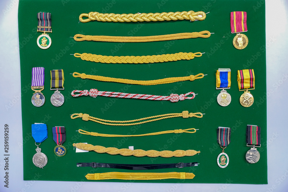 Generic Navy / army uniform badge / accessories at display Stock-Foto |  Adobe Stock