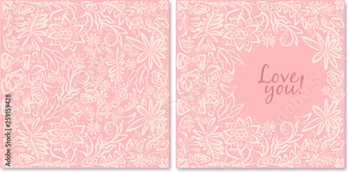 Obraz na płótnie Romantic floral card w salonie