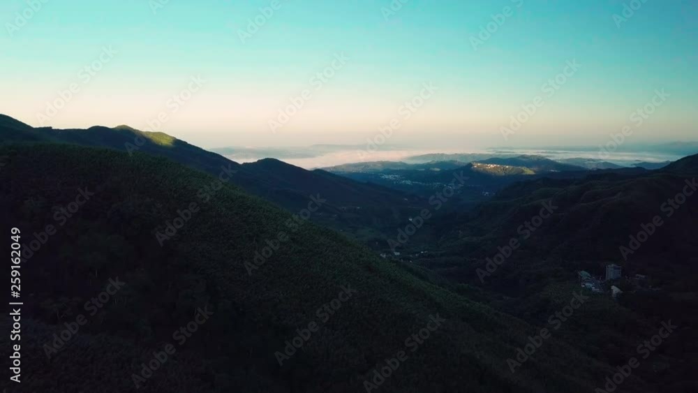 Drone flying over mountains, Nantou County, Taiwan Drone flying over mountains, Nantou County, Taiwan