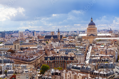 View of Paris roofs and Pantheon from above