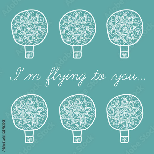 Romantic card with air balloon