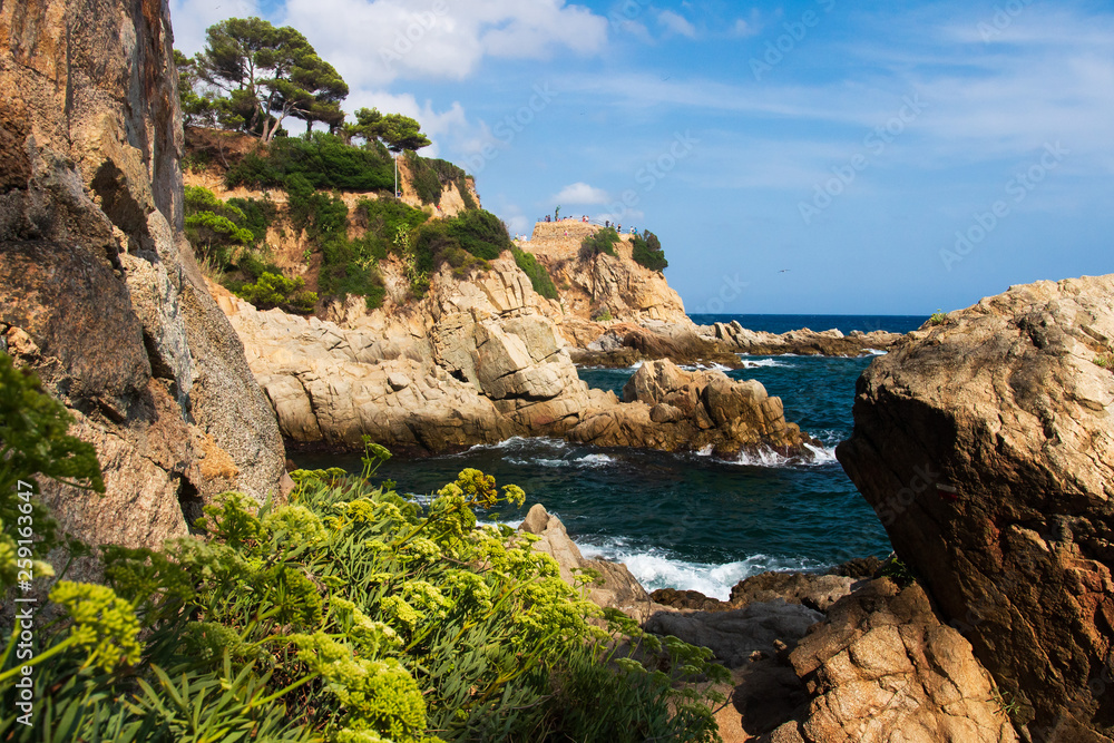 Rocky seascape in mediterranean sea on spanish coast in Lloret de Mar, Costa Brava, Spain Rocky seascape in mediterranean sea on spanish coast in Lloret de Mar, Costa Brava, Spain