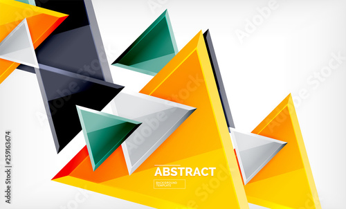 Triangular low poly background design, multicolored triangles