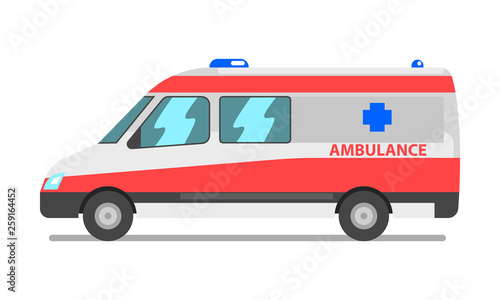 Ambulance van, emergency medical service vehicle vector Illustration on a white background