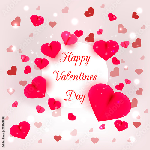 Realistic 3D Colorful Romantic Valentine Hearts in Red