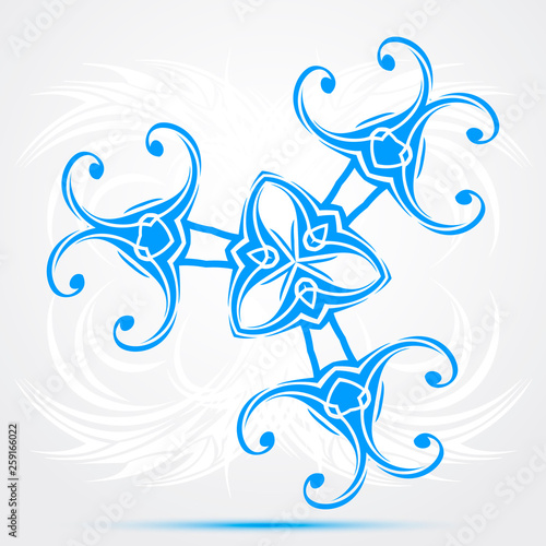 Graphic design element in tribal art style, for tattoo saloons. Vector illustration