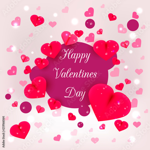 Realistic 3D Colorful Romantic Valentine Hearts in Red