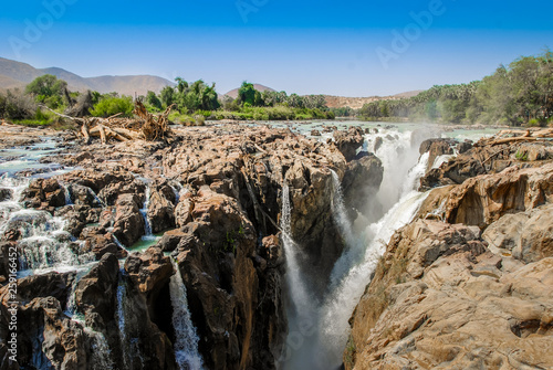 Kunene River near Epupa Falls at the border between Angola and Namibia  Africa