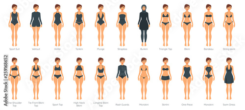 Vector set of female swimsuit