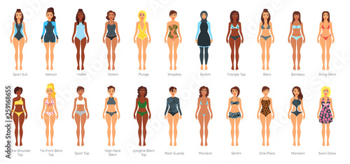 Vector set of female swimsuit