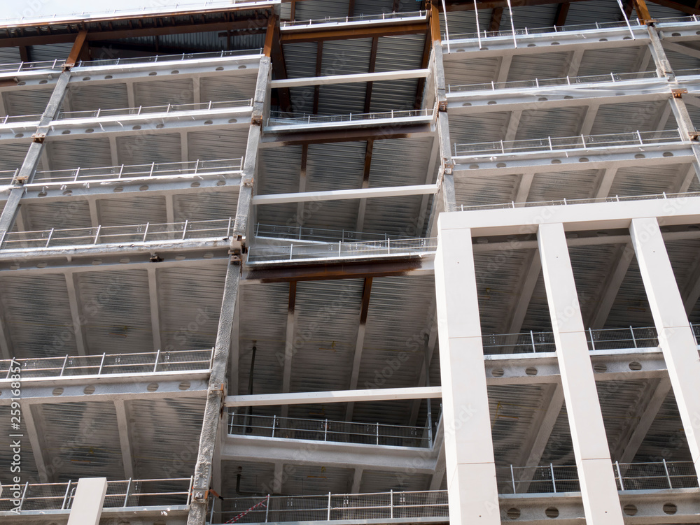 Image shows the concrete skeleton of a building under construction in London, England, UK Image shows the concrete skeleton of a building under construction in London, England, UK