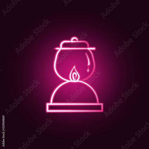 camping lamp neon icon. Elements of travel set. Simple icon for websites, web design, mobile app, info graphics