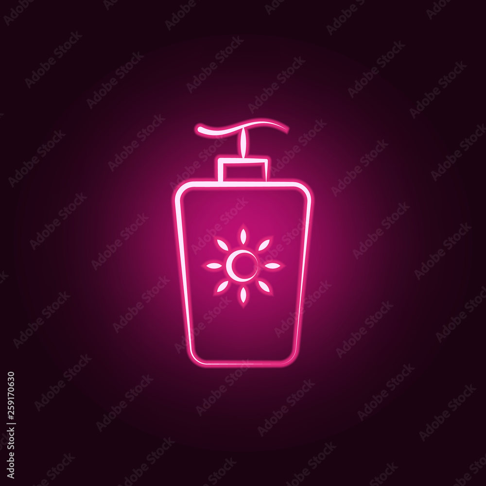suntan cream neon icon. Elements of travel set. Simple icon for websites, web design, mobile app, info graphics suntan cream neon icon. Elements of travel set. Simple icon for websites, web design, mobile app, info graphics