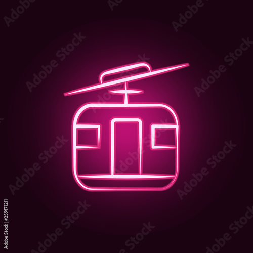 cable transport gondola lift neon icon. Elements of travel set. Simple icon for websites, web design, mobile app, info graphics