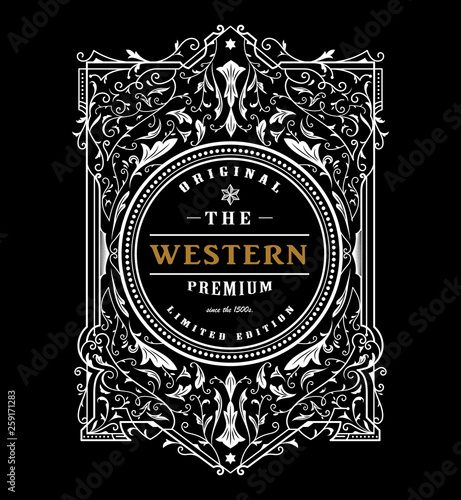 Antique frame western design label vintage badge vector