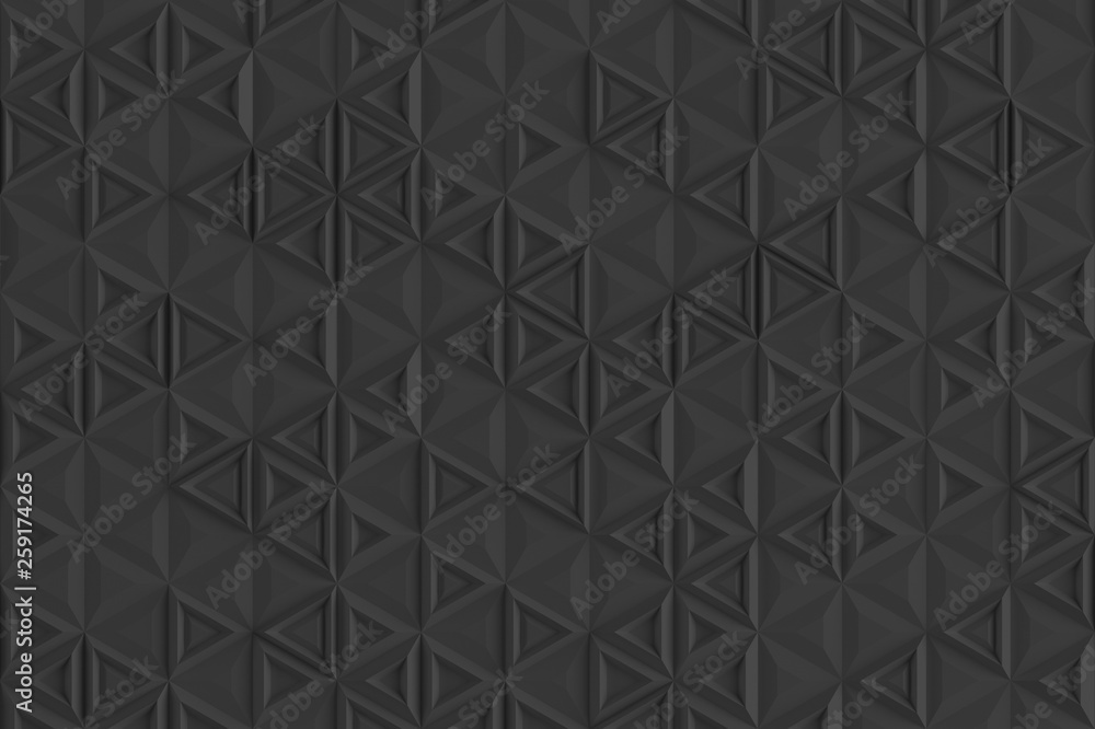 Fototapeta premium Parametric digital texture of triangles with different volume and internal pattern 3D illustration