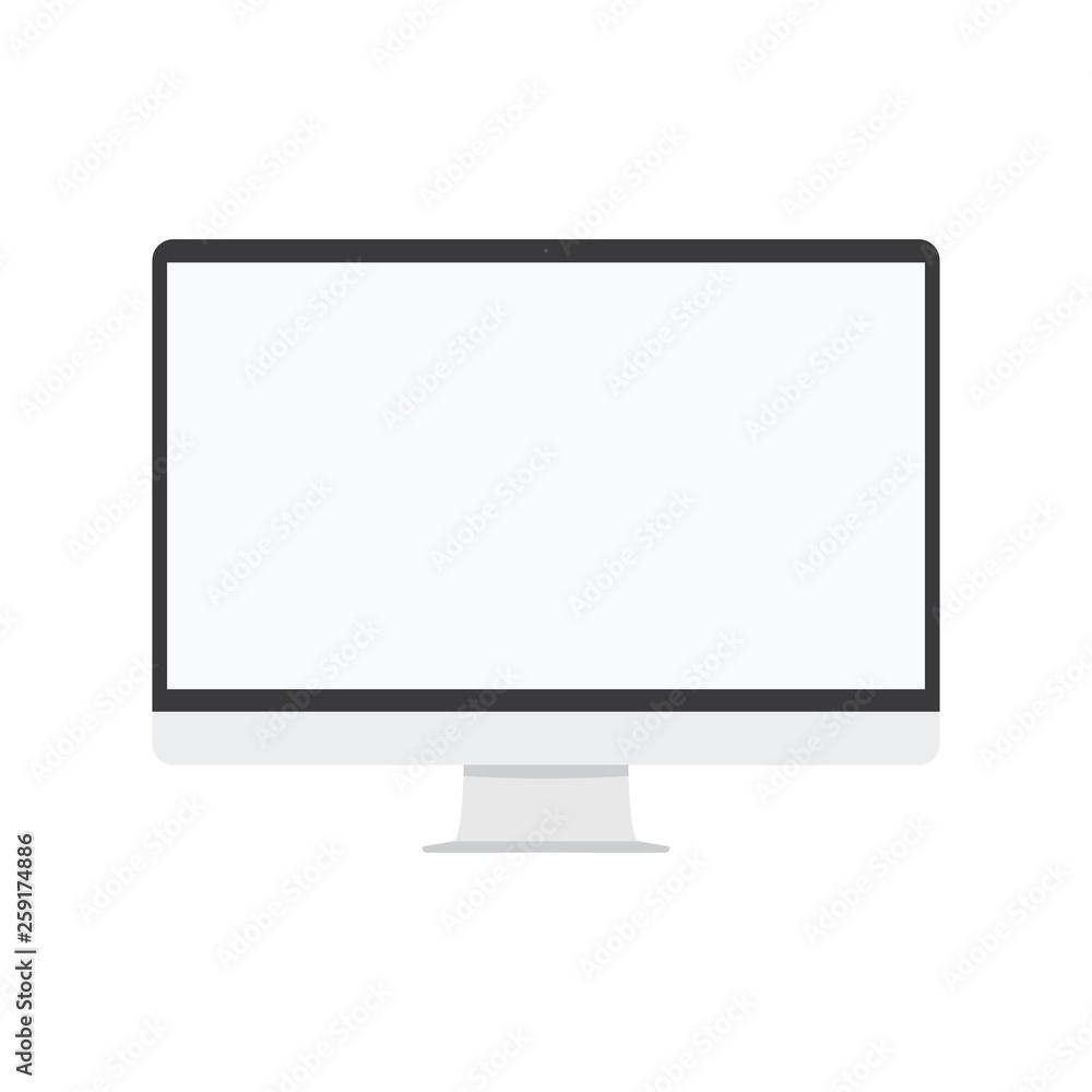 Grey pc Desctop computer display with blank screen. Desctop Computer or pc, front view screen. Pc or desctop computer. flat icon. Grey pc Desctop computer display with blank screen. Desctop Computer or pc, front view screen. Pc or desctop computer. flat icon.