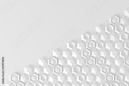 Parametric background based on hexagonal grid with different pattern of different volume 3D illustration