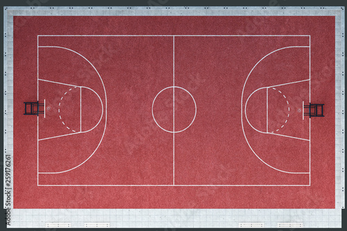 basketball court, baseline, Outdoor, 3d illustration