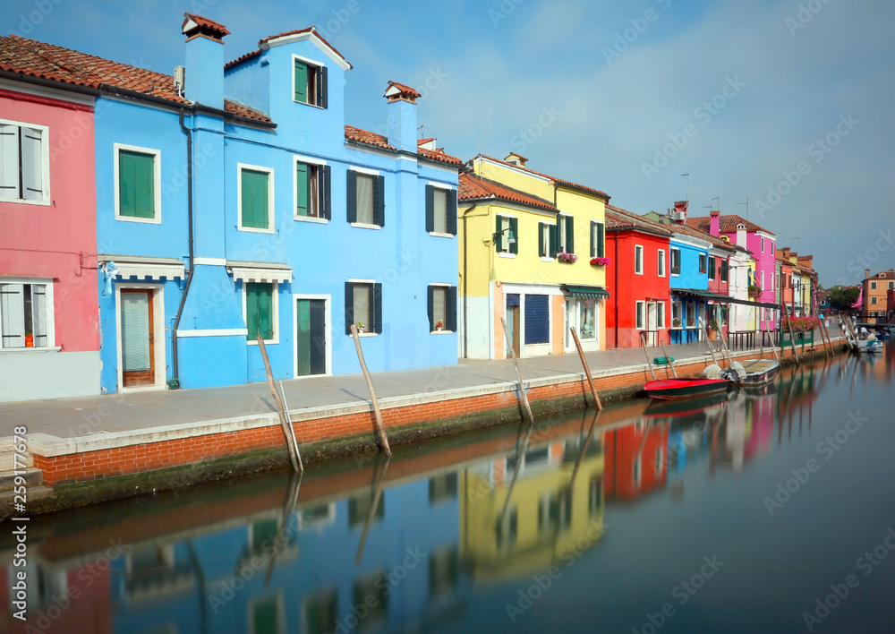 Burano Island near Venice in Italy and the famous painted houses