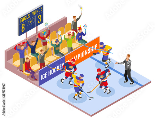 Ice Hockey Championship Isometric Composition