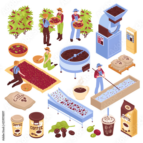 Coffee Production Elements Set