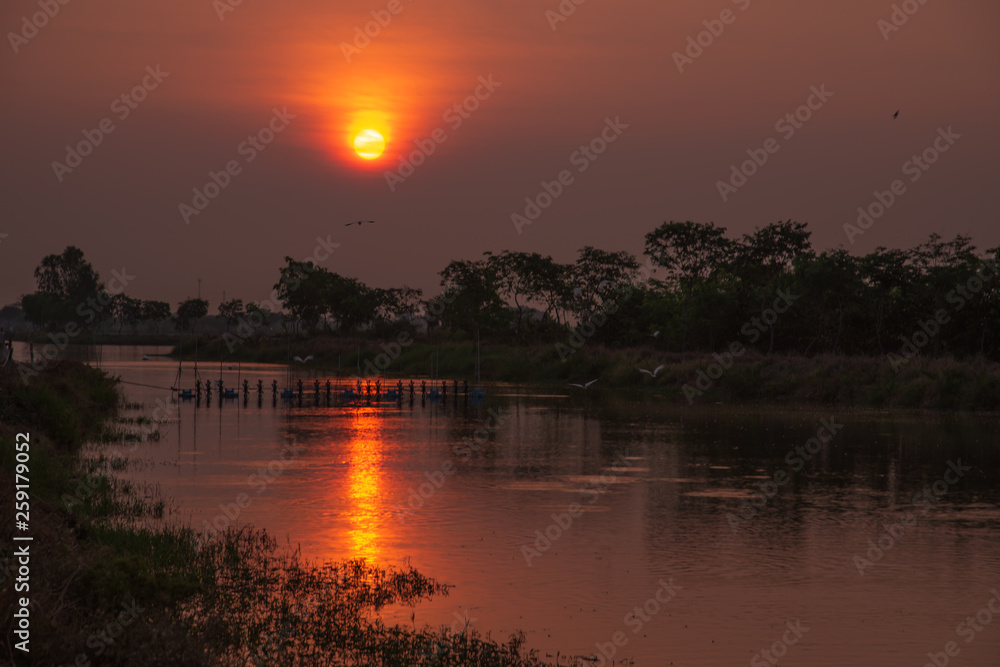 Obraz premium Landscape with sunset