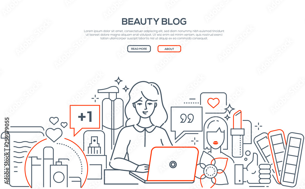 Beauty blog - modern line design style web banner