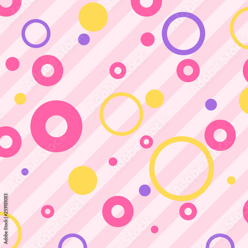 Endless background with circles. Cute romantic pink vector background in LOL doll surprise style. Decor for children's birthday, girls party, gift wrapping 