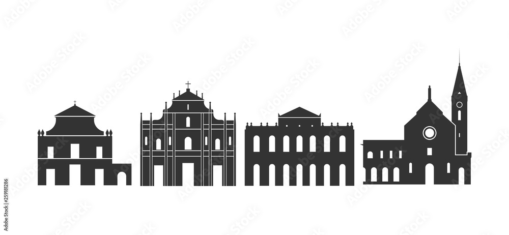 Macau logo. Isolated Macau  architecture on white background
